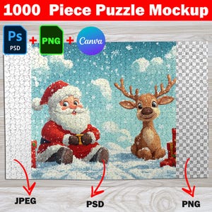 Dye Sublimation 1000 Piece Jigsaw Puzzle Mockup, Insert Your Own Design & Background Via Smart Canva Frame And Photoshop PSD