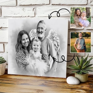 Add Deceased  Loved Person to Photo - Custom Memorial Portrait - Include Passed Away Loved One With Angel Wings - Memorial Gift for Family