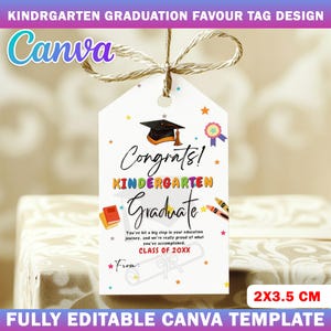 Kindergarten Graduation Tag, Kinder Graduation Tag Printable, Congratulation Kinder Grad Tag, Kindergarten Graduation Gift Favor Tag