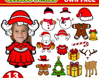 13x Kerstmis voeg je eigen foto toe foto PNG MEGA-bundel, kerstman elfen sneeuwpop notenkraker foto toevoegen clipart, Xmas Class Decor prikbord