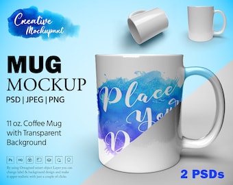 11 Unzen Becher Mockup, Keramikbecher Mockup für Sublimation Weißer Kaffee POD Kaffeetasse | Gemütliche Tasse Mockup - Studio Tasse | Digitales PSD | JPG und png