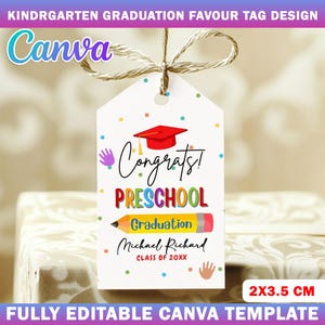 Kindergarten Graduation Tag, Kinder Graduation Tag Printable, Congratulations kinder Grad Tag, Kindergarten Graduation Gift Favor Tag