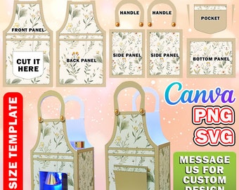 Apron Gift Bag Design Template, Canva Apron Shape Gift Bag Editable Design, Designer Handbag Gift Box, Luxury Handbag Gift Box SVG PNG