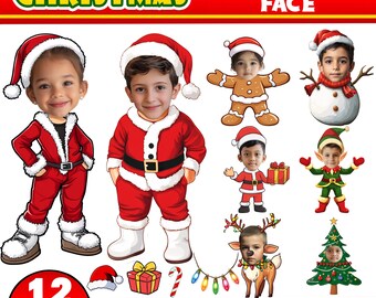 12 x Kerstmis Voeg je eigen foto toe, PNG-bundel Kerstman Elf Sneeuwpop Peperkoek Foto toevoegen Clipart klasdecor Prikbord Xmas Decor