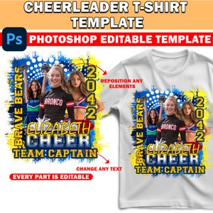 Cheer Leader T Shirt Template, Sports T Shirt Design, Photoshop Editable T Shirt Design Template Perfect for Sublimation, DTF or DT