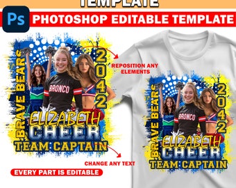 Cheer Leader T Shirt Template, Sports T Shirt Design, Photoshop Editable T Shirt Design Template Perfect for Sublimation, DTF or DT
