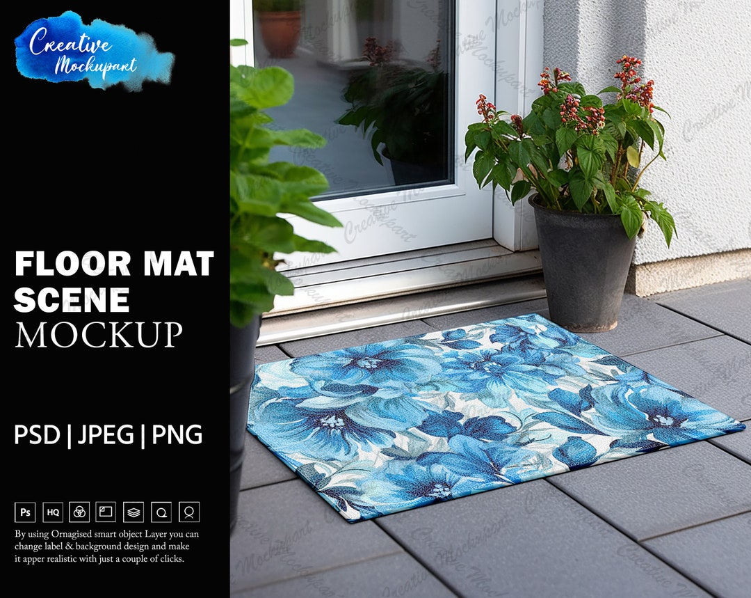 Dye Sublimation Floor Mat Mockup Styled Photography Front Door Mat Mockup oh No Not You Again