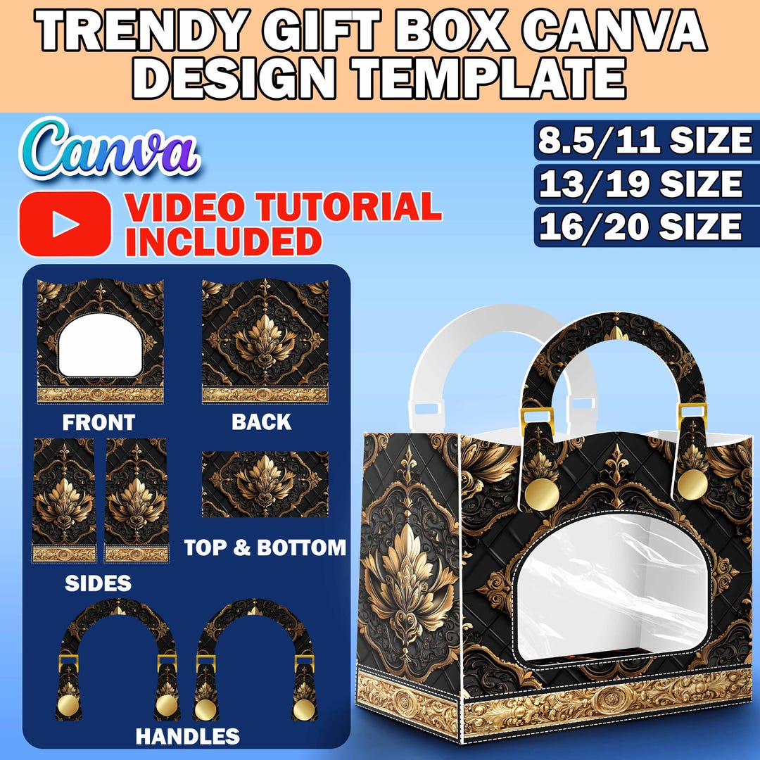 Trendy Fashion Gift Bag Box Design Template, DIY Designer Purse Handbag ...