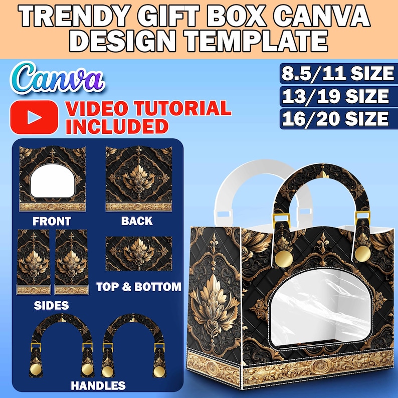 Trendy Fashion Gift Bag Box Design Template, DIY Designer Purse Handbag ...