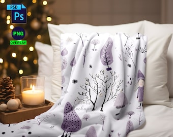 Maquette de couverture professionnelle, maquette de couverture de vacances, maquette de couverture de Noël, couverture polaire Sherpa Velveteen peluche microfibre Minky PSD