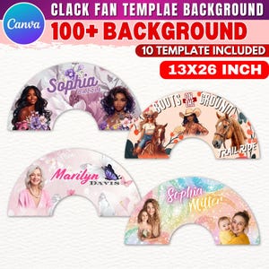 100x Clack Fan Background Templates Bundle, Clack Fan Template Background, Glitter, Floral, Rainbow, Fairy, Memorial Fan background