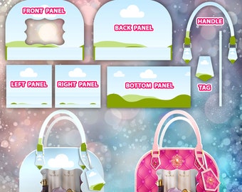 Trendy Fashion Purse Gift Bag Box Template, DIY Designer Handbag Gift Box, Luxury Handbag Gift Treat Box Canva Editable Special Occasion Bag