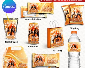 8X Grad/Senior/Prom Send Off Party Favor Template Bundle, Canva Editable Prom Party Treats Design, Custom Water Labels, Chip Bag Wrapper