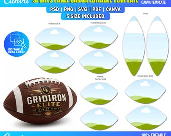 Sports Panel Canva Templates, Football Athlete Frame Panel Bundle, Game Day Graphic Custom Drag and Drop Slices for Senior Banners