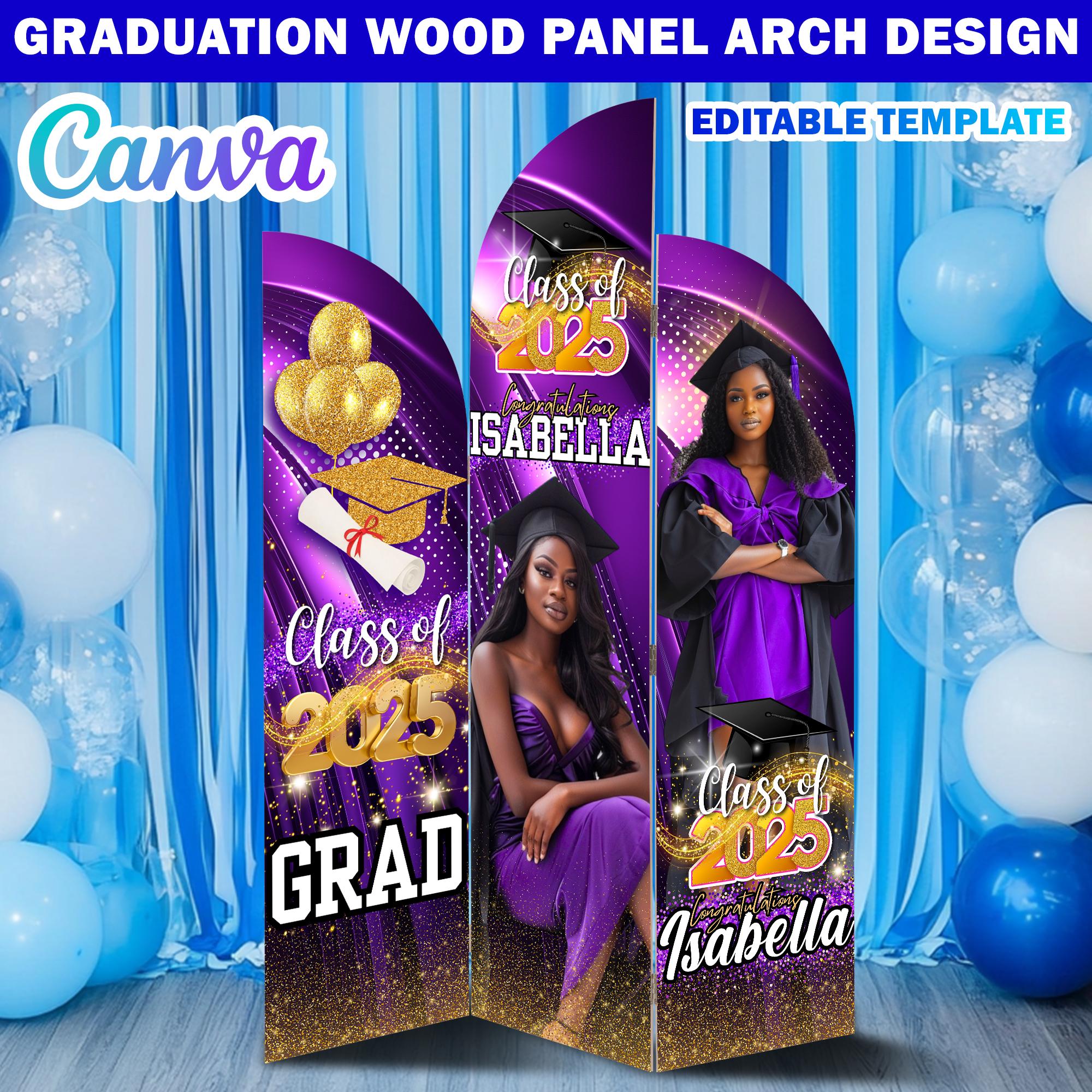 Graduation Wooden Arch Panel Design Canva Backdrop Template, Editable ...