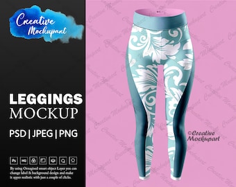 Leggings Mockup | Yoga Leggings Mockup, Photorealistic Long Leggings Mockup, Woman Pants Mockup Sportswear Mockup| Drag n Drop PSD PNG & JPG