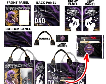 Fußball-Geschenkbox-Vorlage, Designer-Handtasche mit Geschenkkartenhalter, Luxus-Handtaschen-Geschenkbox, Canva editierbar, Vatertag, Geschenk für Papa