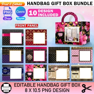 DIY portemonnee ontwerpbundel, ontwerper handtas geschenkdoos sjabloon, luxe handtas geschenkdoos, Canva bewerkbaar, afstuderen, Moederdag portemonnee