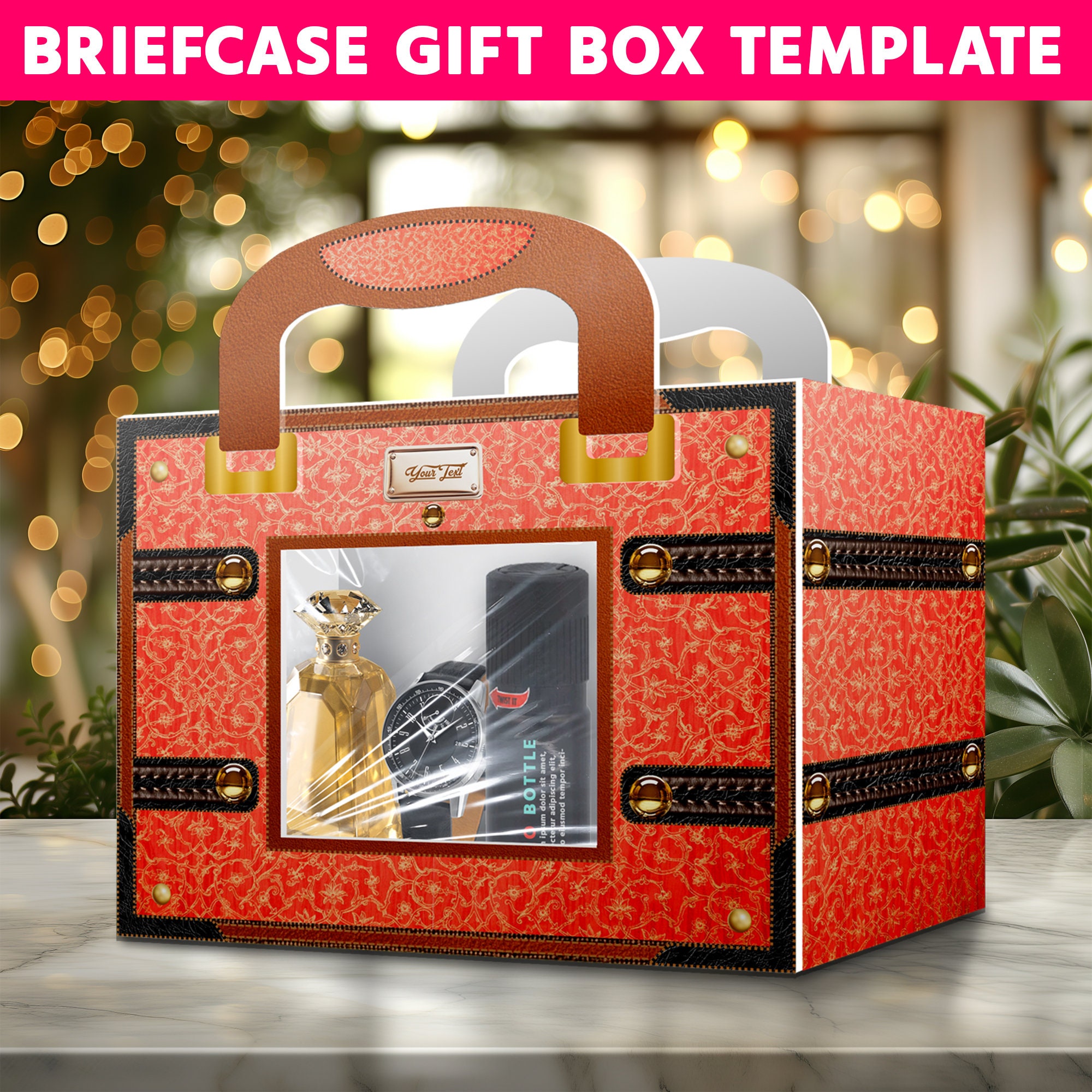 Briefcase Gift Box Template, Canva Editable, Designer Handbag With Gift ...