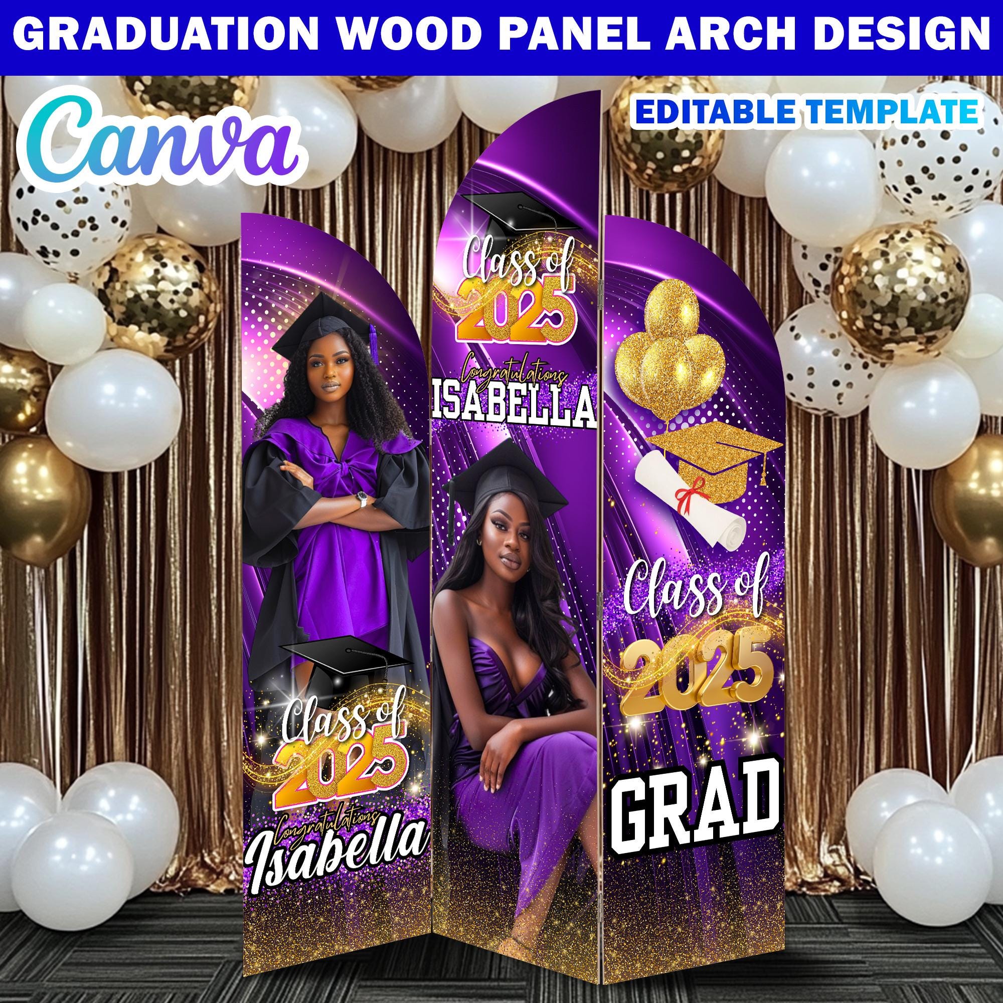 Graduation Wooden Arch Panel Design Canva Backdrop Template, Editable ...