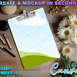 Canva Frame Dye Sublimation 9x12.5 Basic Clipboard Mockup | Mockup Canva Stationery Worksheet | Add your own design Via Canva Frame