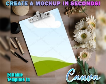 Canva Frame Dye Sublimation 9x12.5 Basic Clipboard Mockup | Mockup Canva Stationery Worksheet | Add your own design Via Canva Frame