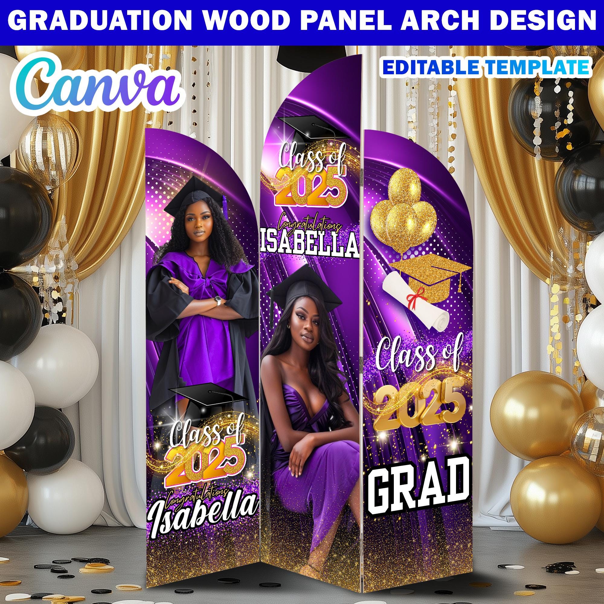 Graduation Wooden Arch Panel Design Canva Backdrop Template, Editable ...