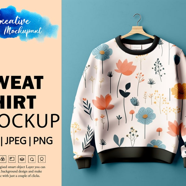 Sweat Shirt Mockup | Gildan Sand 18000 Mockup | Gildan Sand Sweater Mock up | Change Background | Insert Design Via Photoshop PSD, Canva PNG