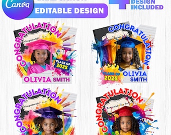 Kids Graduation Design Template, Grad Flyer, T-shirt Design, Grad fan, Grade School, Elementary, Editable Canva Digital File, Class of 2025
