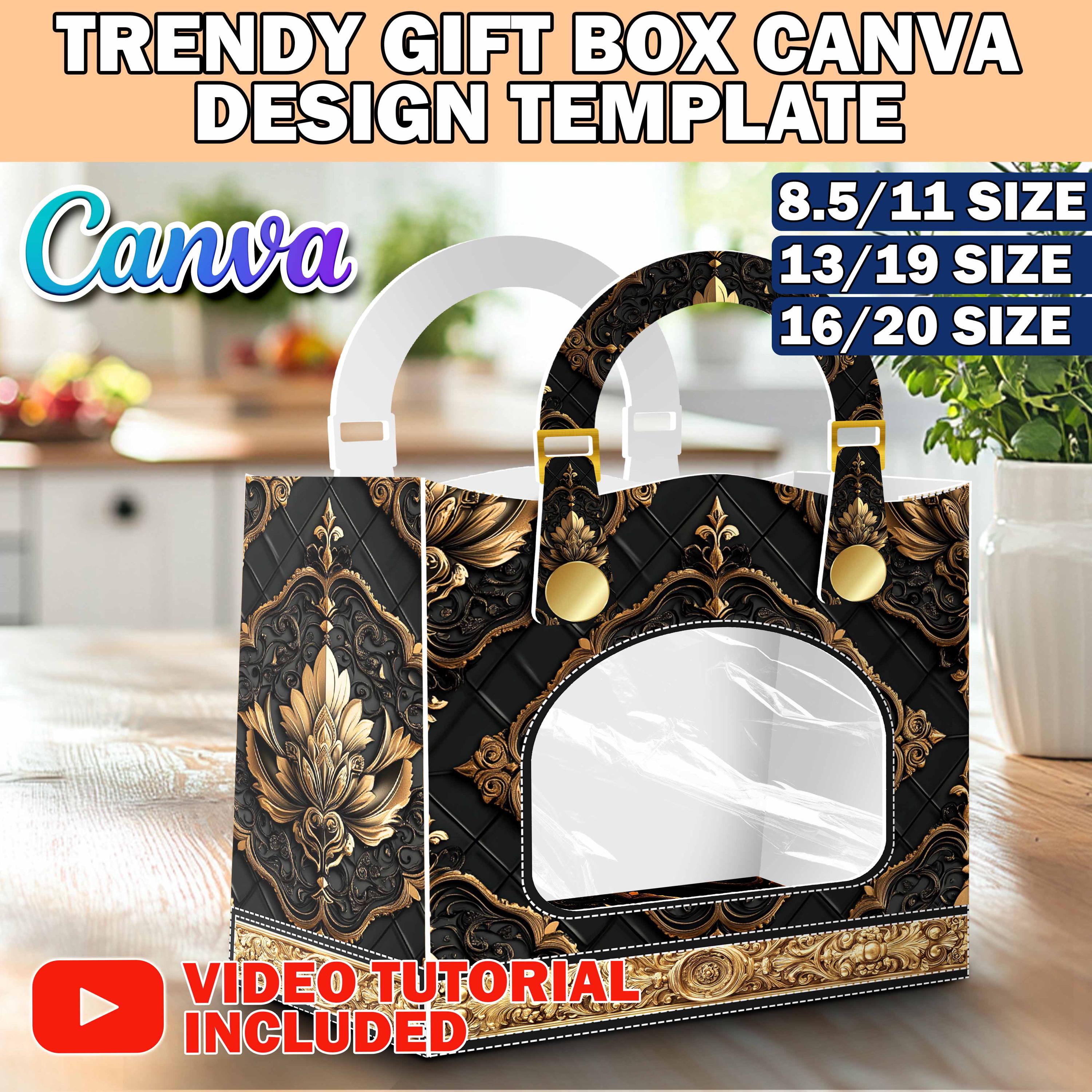 Trendy Fashion Gift Bag Box Design Template, DIY Designer Purse Handbag ...