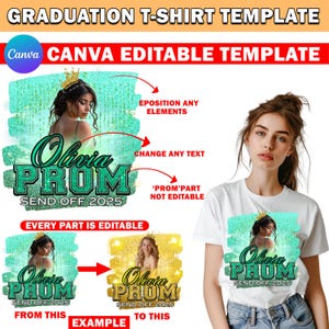Prom Send Off T Shirt Design, 2025 Graduation T Shirt Design Template, Prom Night Party Editable Canva Shirt Design For Sublimation