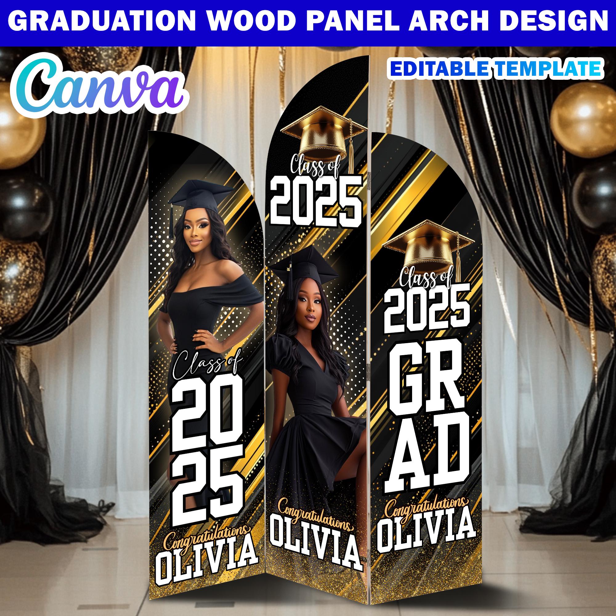 Graduation Wooden Arch Panel Design Canva Backdrop Template, Editable ...