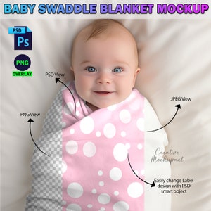Baby Swaddle Decke Mockup | Photoshop PSD & PNG Overlay Baby Decke Mockup | Neugeborenen Decke Mockup | Kinderzimmer Wrap Decke Vorlage