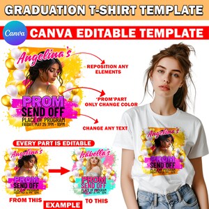 Prom Send Off T Shirt Design Template, Editable Canva 2024 Prom T Shirt Design Template, Custom Sublimation, DTF or DTG File