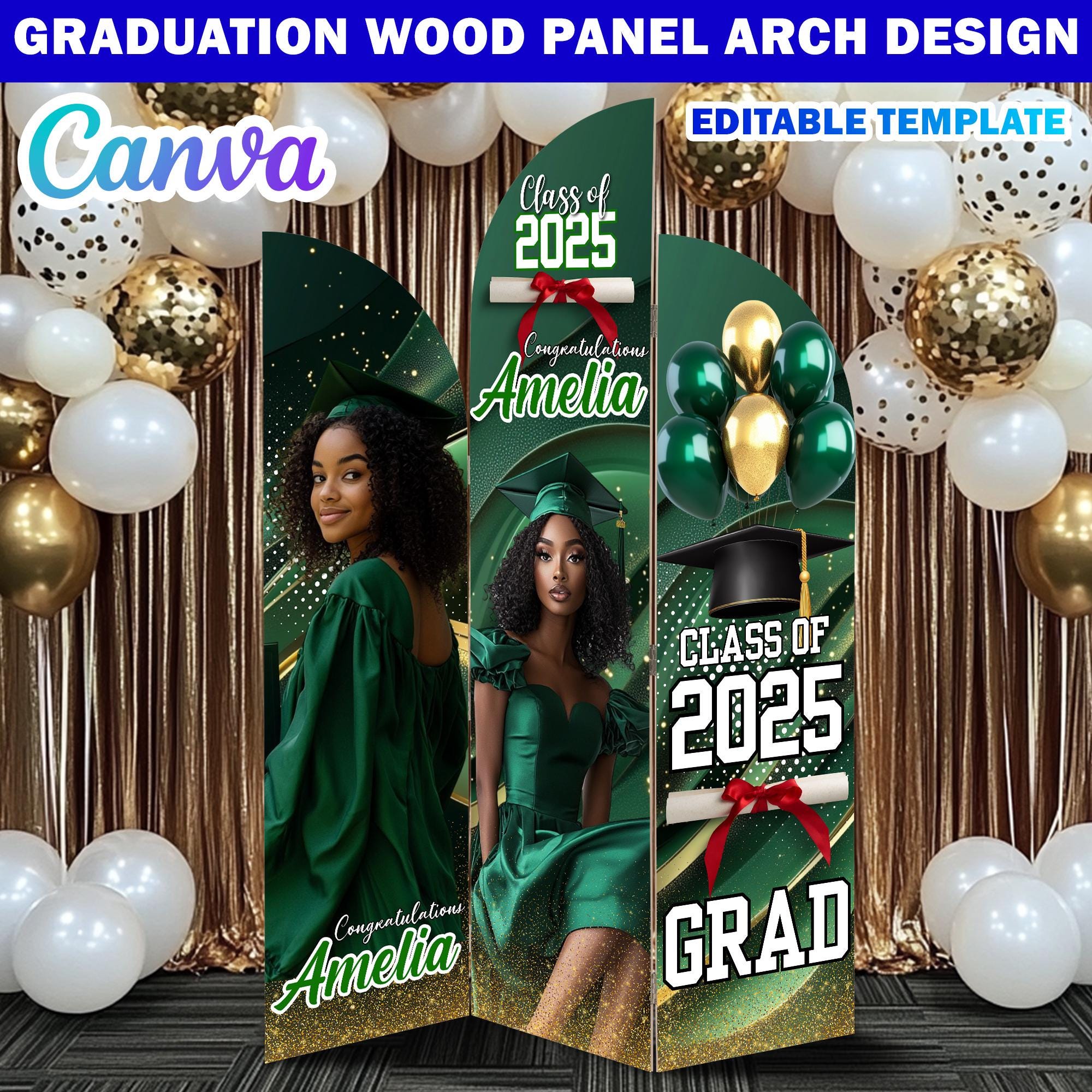 Graduation Wooden Arch Panel Design Canva Backdrop Template, Editable ...