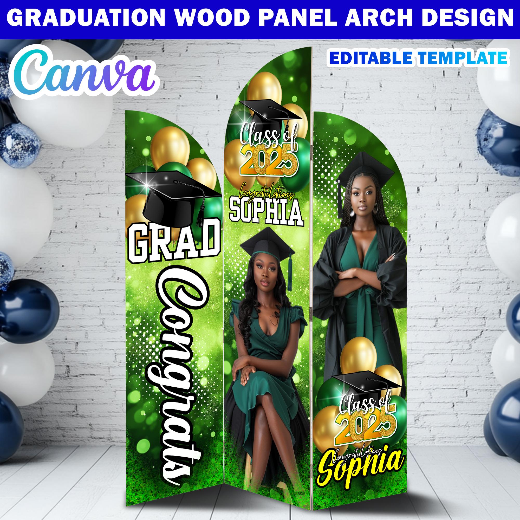 Graduation Wooden Arch Panel Design Canva Backdrop Template, Editable ...