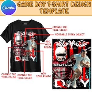 Football Game Day T Shirt Template, Football T Shirt Design, Photoshop Editable T Shirt Design Template, Perfect for Sublimation, DTF or DT