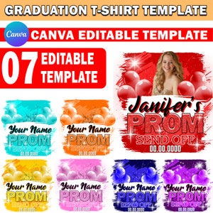 Canva Prom Send Off T Shirt Design Bundle, Editable 2025 Prom T Shirt Design Template, Perfect for Sublimation, DTF or DTG