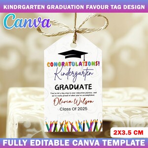 Kindergarten Graduation Tag, End Of Year Graduation Gift Tag Printable, Congratulation Kinder Grad Tag, Kindergarten Graduation Favor Tag