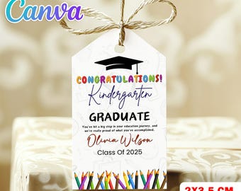 Kindergarten Graduation Tag, End Of Year Graduation Gift Tag Printable, Congratulation Kinder Grad Tag, Kindergarten Graduation Favor Tag
