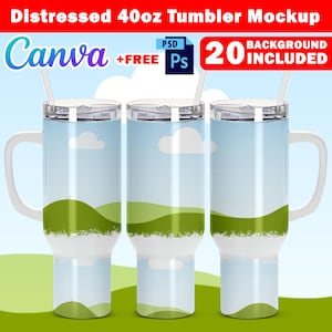 Distressed 40oz Tumbler PSD & Canva Template, Tumbler Sublimation Template, 40oz Tumbler Wrap Template, Insert Your Background And Design