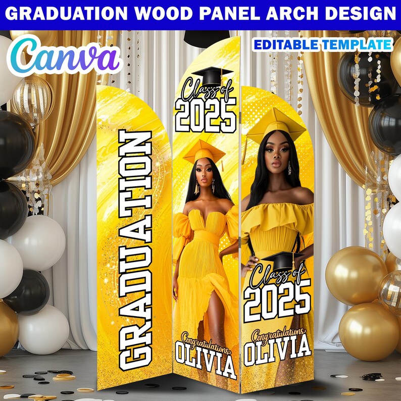 Graduation Wooden Arch Panel Design Canva Backdrop Template, Editable ...