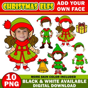 Christmas Add your Own Elf Photo Picture PNG Bundle, DIY Elf Yourself PNG, Elf Face Blank Christmas Craft for Kids Xmas Bulletin Board Decor
