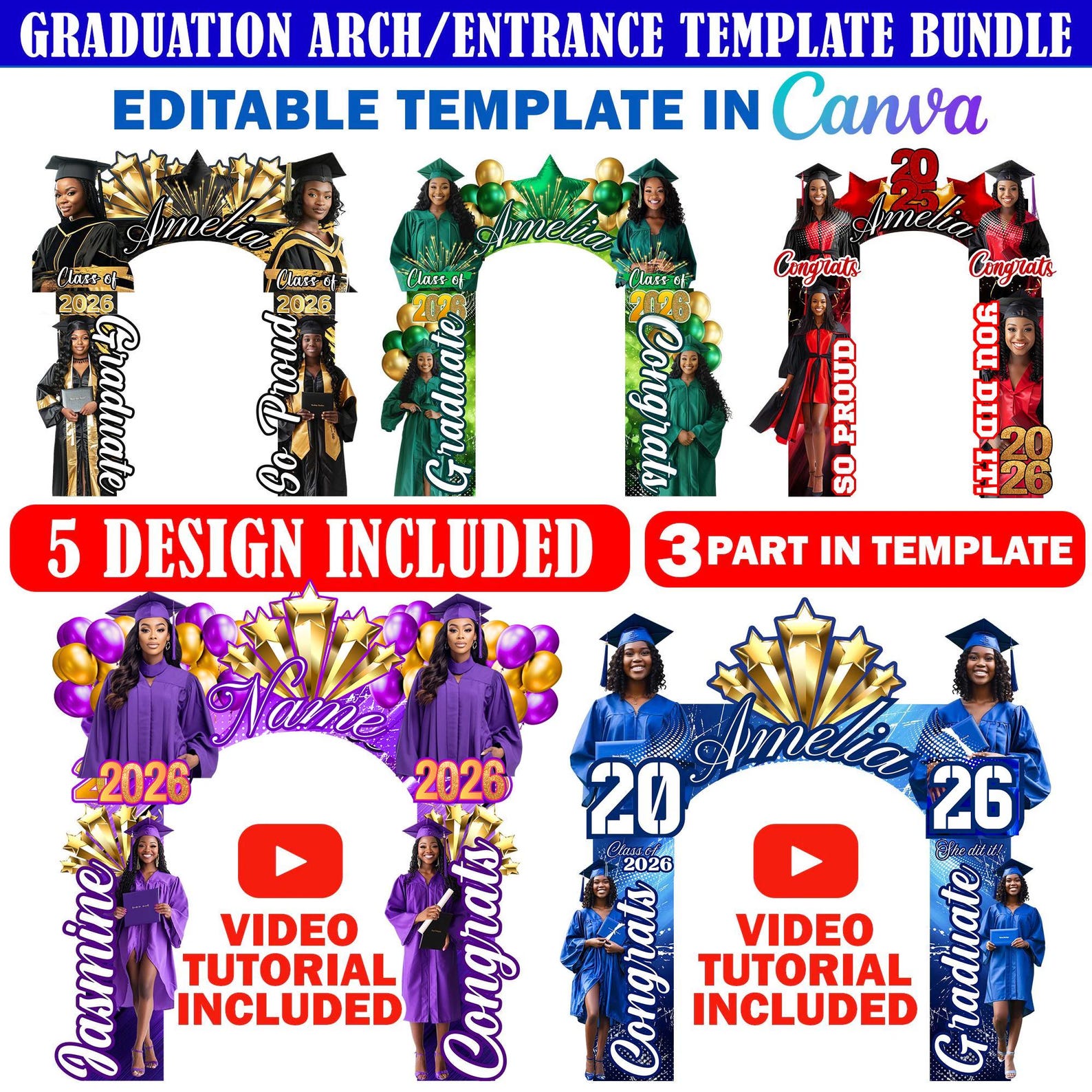 Graduation Base Design Graduation Entrance Arch Design Canva Template Bundle, Graduation Arch ...