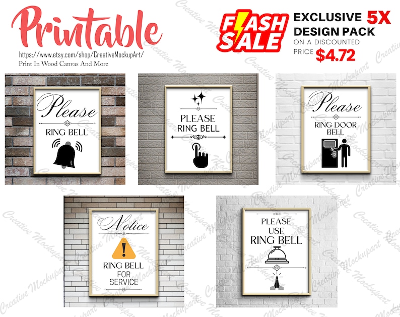 Please Ring Bell Sign Door Sign Printable Pack, Ring Bell for Service ...