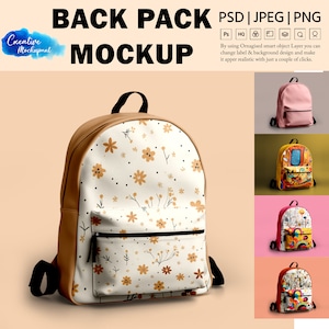 All-Over-Print Backpack Mockup, Photoshop PSD File with Smart Object, Editable Backpack Template for Seller, Print-on-Demand Backpack Mockup