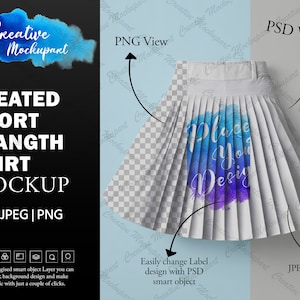 Pleated Skirt Mockup |Plaid Pleated Skirt, High Quality JEPG, Pleated Tennis Skirt, Women&#39;s Pleated Skirt |Add your Design Via PSD PNG Canva