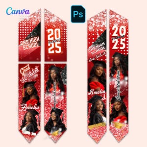 Graduation Stole Sash, Graduation Stole Red & Black or Change to Any ...
