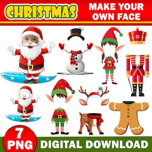 Weihnachten fügen Sie Ihr eigenes Foto Bild PNG Bundle, Weihnachtself Reindeer Schneemann Nussknacker hinzufügen Foto Clipart Klasse Dekor Bulletin Board, Dekor