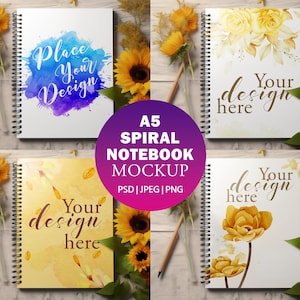 A5 Spiral Notebook Mockup | Scrapbook Mockup l Notebook Cover Mockup l Junk Journal Mockup l Photo Album Mockup l Spiral Journal Mockup